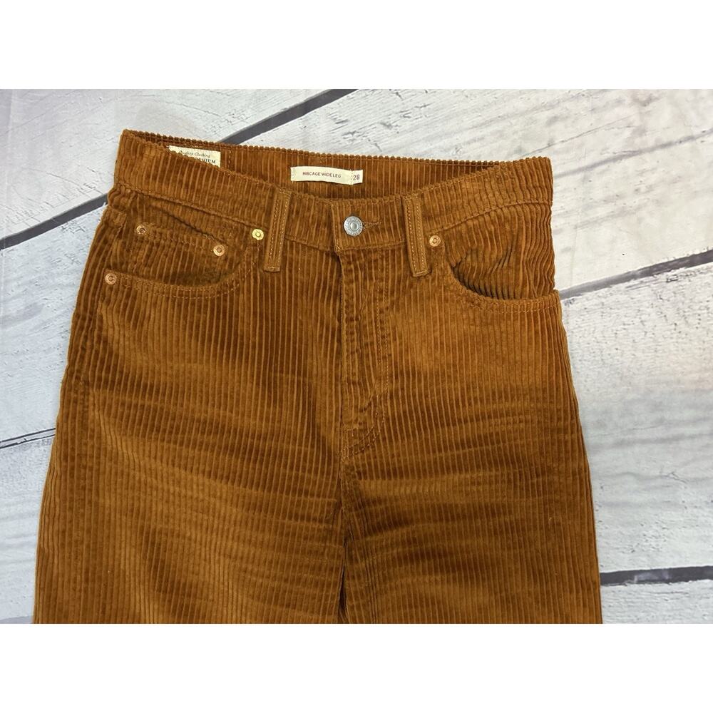 Levi’s Premium Ribcage Wide Leg Corduroy Pants Womens 28 High Rise Boho Hippie - Picture 3 of 8